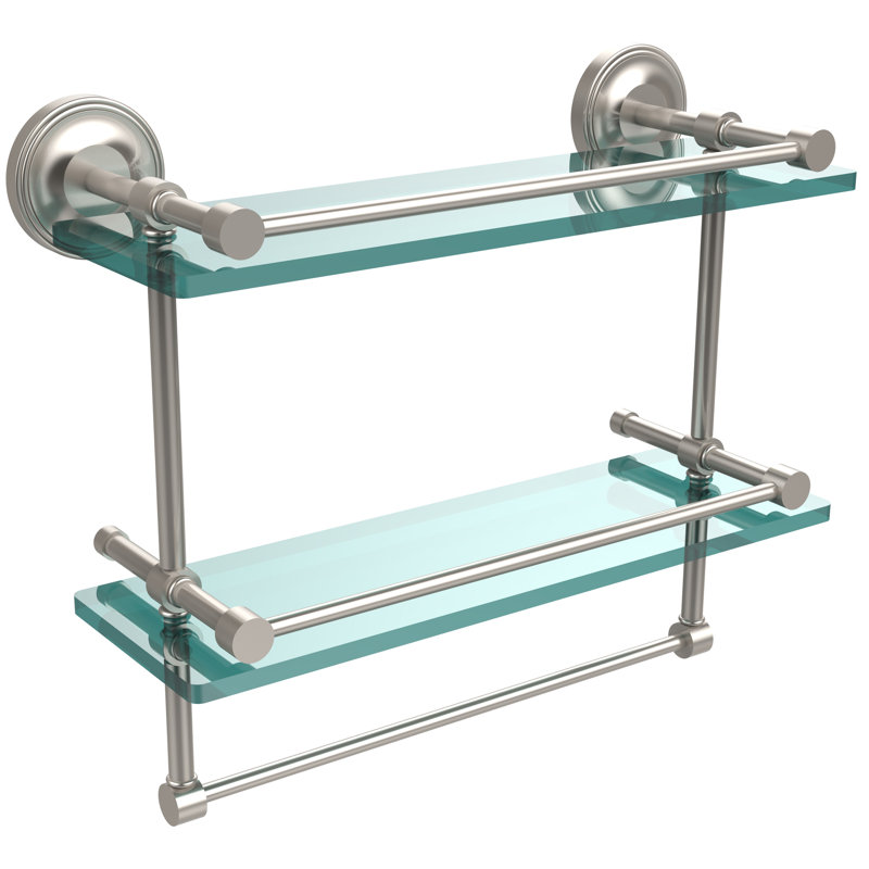 Étagère 2 pièces avec barre à serviettes Alcott, Nickel satiné
