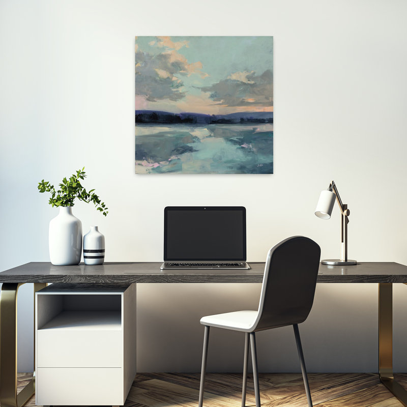 Ciel éphémère côtier avec art bleu turquoise, H 18 po x l 18 po