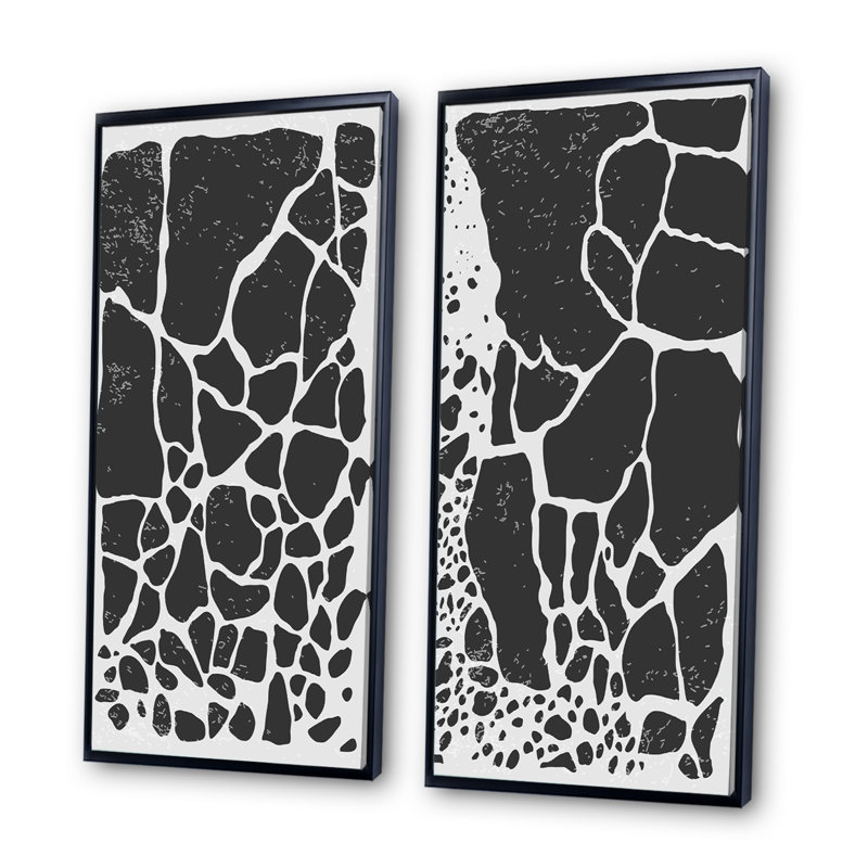 «Abstract Artistic Organic Minimalistic Shapes II», ensemble de 2 peintures, H 32 po x l 32 po x P 1 po, Cadre noir