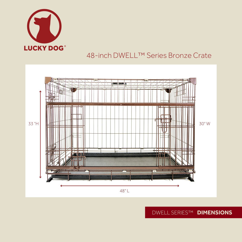 Extra Large Bronze Metal Dog Crate with Sliding Door