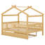 Lit double en bois avec lit gigogne simple, structure de lit en bois avec toit et barrière de sécurité pour enfants, adolescents, garçons ou filles-1283996512-1283996517