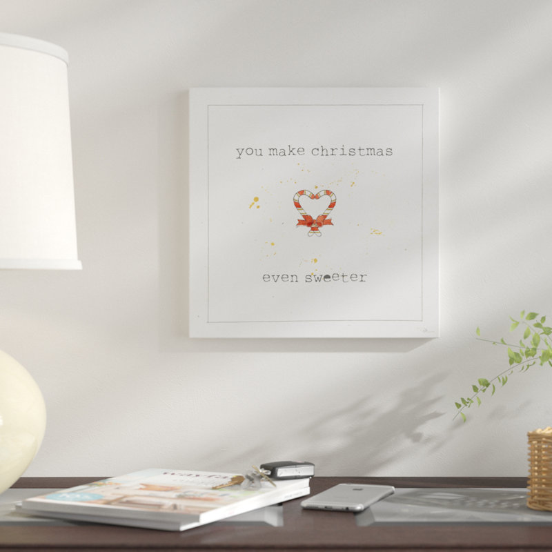 «Christmas Cuties II», art textuel sur toile, H 37 po x l 37 po x P 1,5 po, Pas de tapis, Toile tendue
