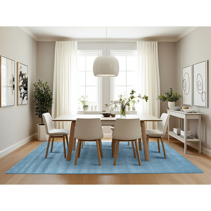 Tapis bleu ciel contemporain, Rectangle 7 pi x 10 pi