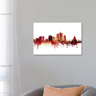 Cedar, Rapids Iowa Skyline by Michael Tompsett - Wrapped Canvas Gallery-Wrapped Canvas Giclée