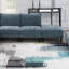 Superbe ensemble modulaire 6 pièces 4X sans accoudoirs 2X repose-pieds canapé de couleur minérale en tissu Morgan