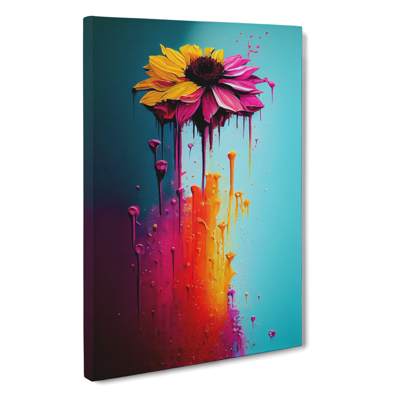 Paint Drip Flower No.4 Abstract - Wrapped Canvas, 50cm H x 35cm W x 3cm D