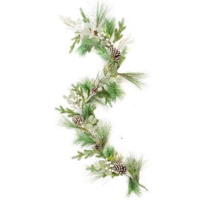 Hangable Sparkly Forest Green Plastic Pine and Spruce Garland