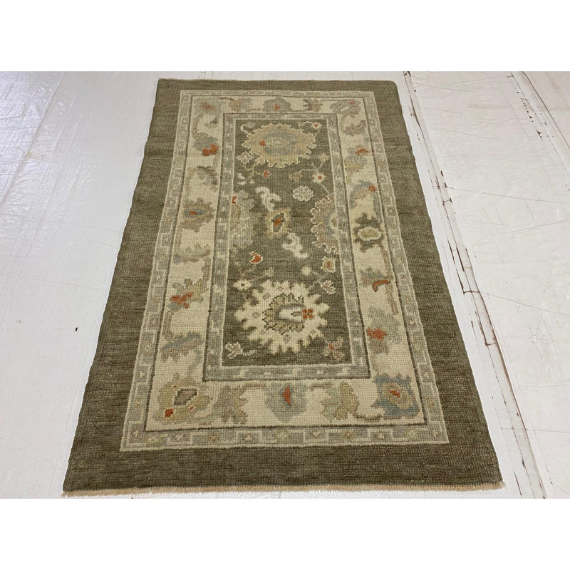 Tapis rétro Oushak Anatolian, Rectangle 3 pi x 4 pi 10 po