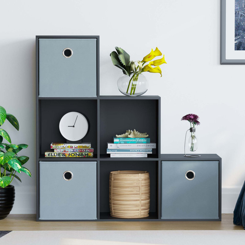 Herchel 96.5 cm H x 96.5 cm W Cube Bookcase, Grey, Black