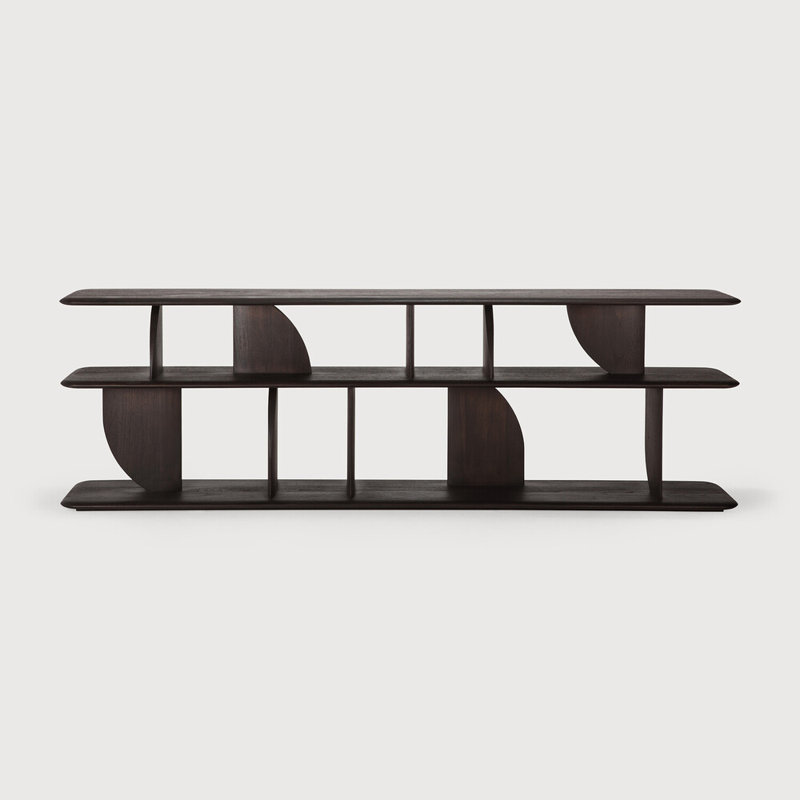 Geometric 82.5'' W Solid Wood Console Table, Dark Brown