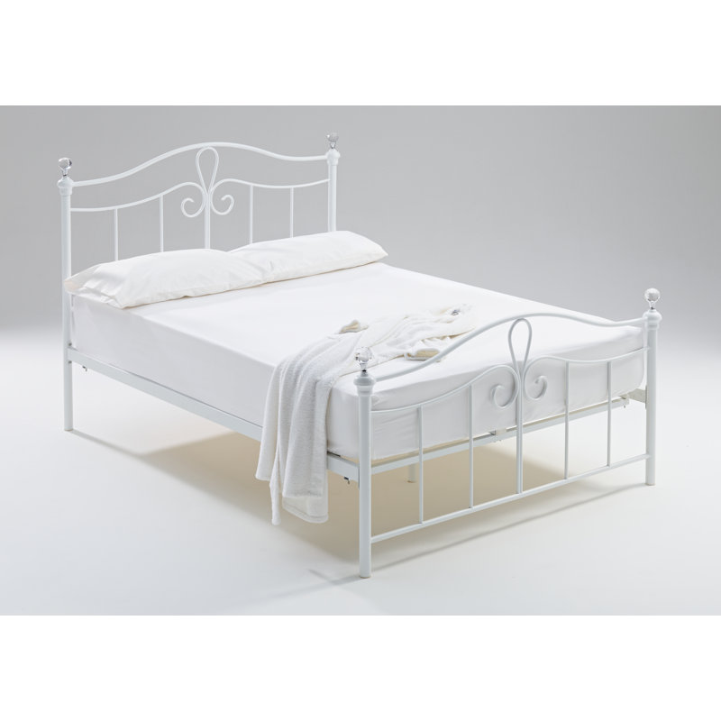 Metal Bed, Double (4'6), White Matt