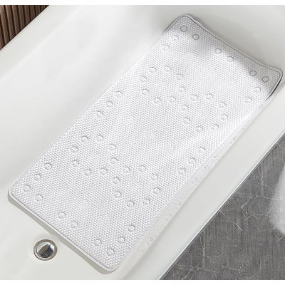 Tapis de douche extra épais et épais en mousse blanche avec ventouses à séchage rapide - 36 po x 17 po