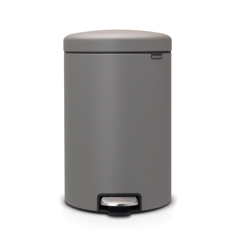 Brabantia Newicon Step On Trash Can, 3.2 Gallon (12 Liter), Mineral Concrete Gray