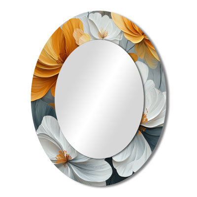 Petals Of Velvet Wildflowers Yellow II - Yellow Traditional Oval Wall Mirror