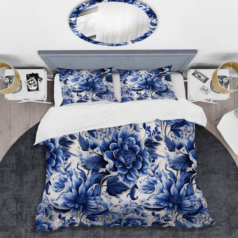 Ensemble de housse de couette Blue Victorian Scrollwork Victorian, Housse de couette simple + 1 taie décorative stan