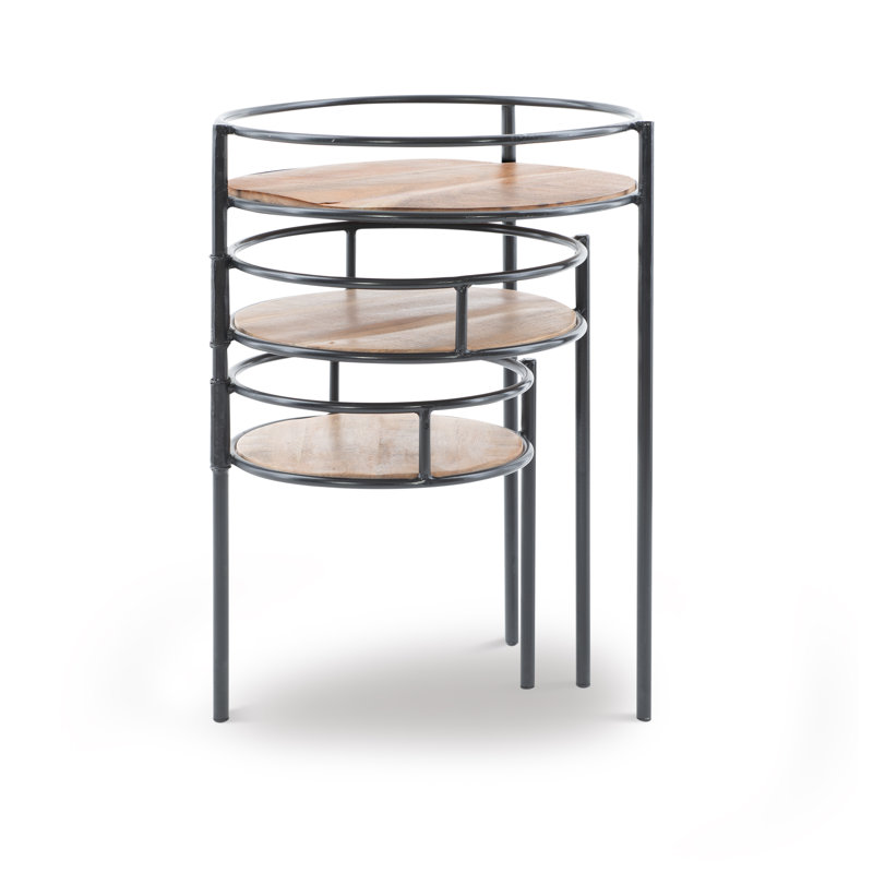 Barneys Round Multi-tiered Wood and Metal Plant Stand, Black