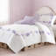 Ensemble de couette 4 pièces en microfibre brodée à motifs floraux violet, taille Twin/Twin XL