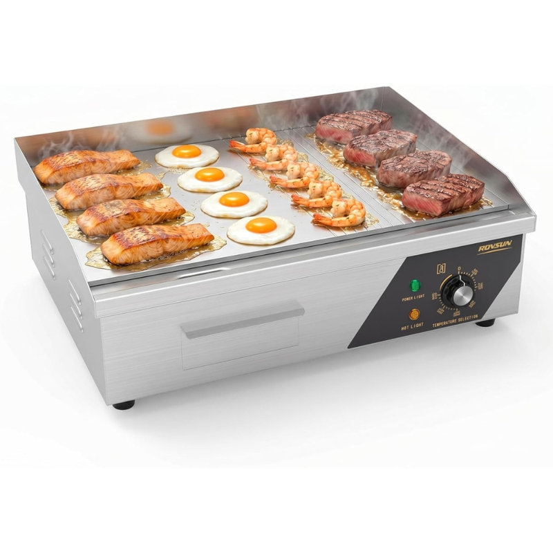 22 po Gril électrique en acier inoxydable avec surface réglable et contrôle de température réglable, 21,26 po x 15,75 po