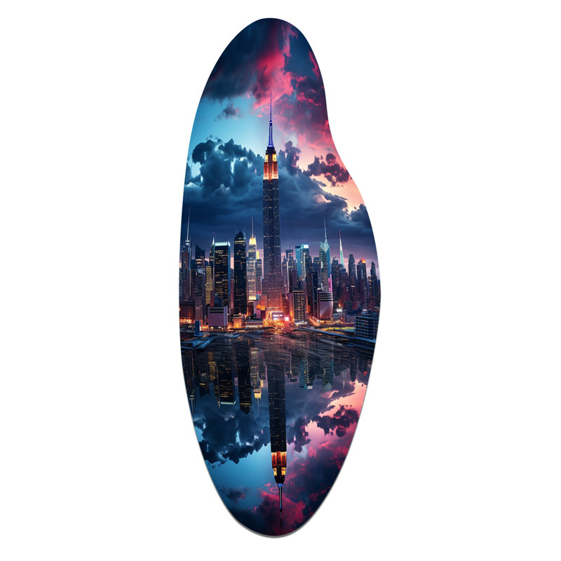Rowen - art mural asymétrique en métal New York, H 30 po x l 11 po