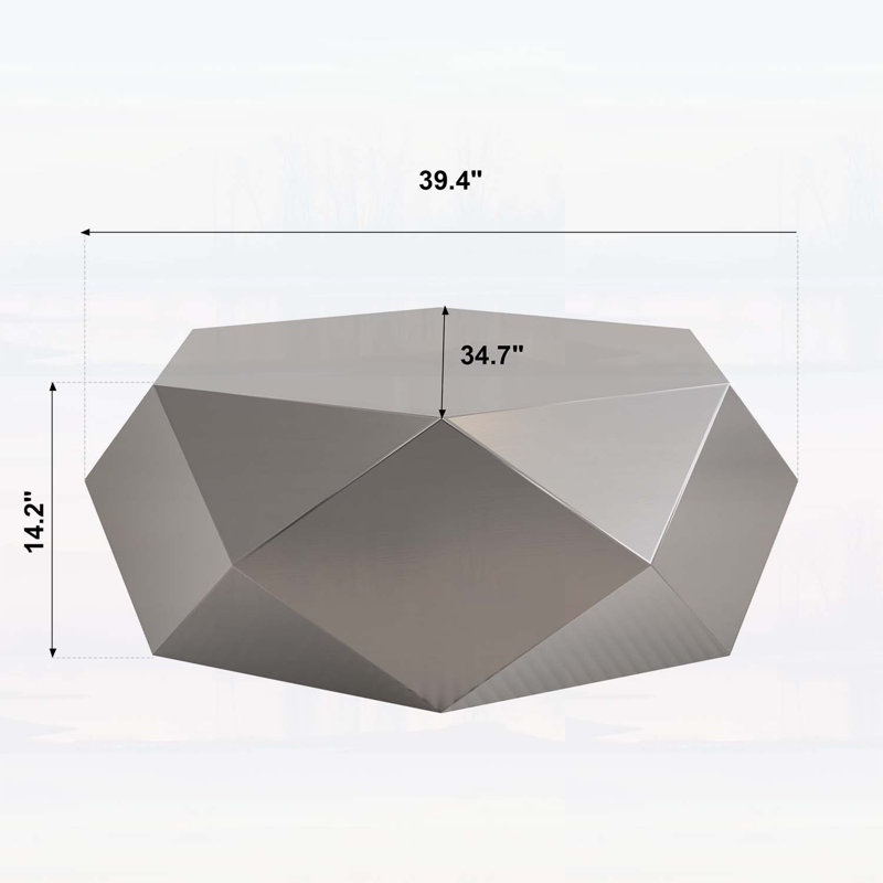 Table basse moderne en acier inoxydable, pour le salon, Argent