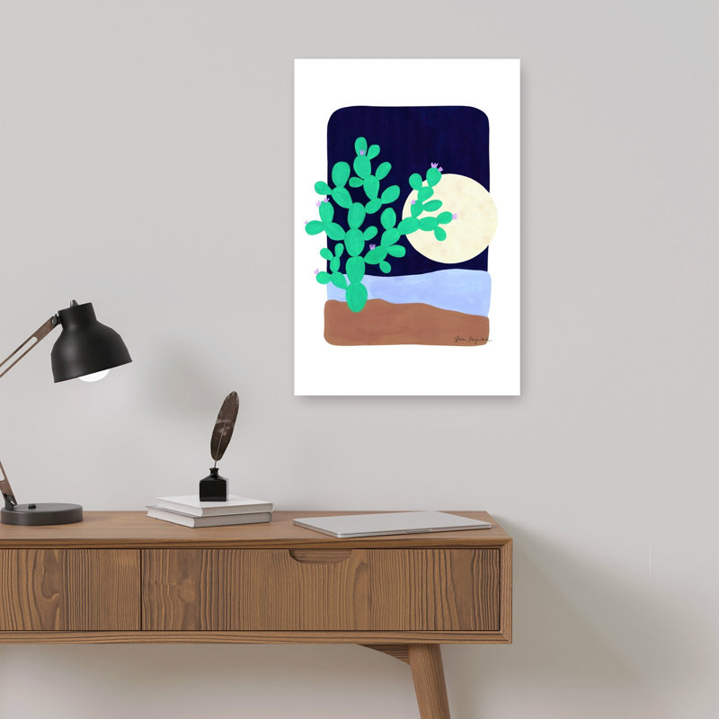 Cactus du désert au clair de lune, H 18 po x l 12 po