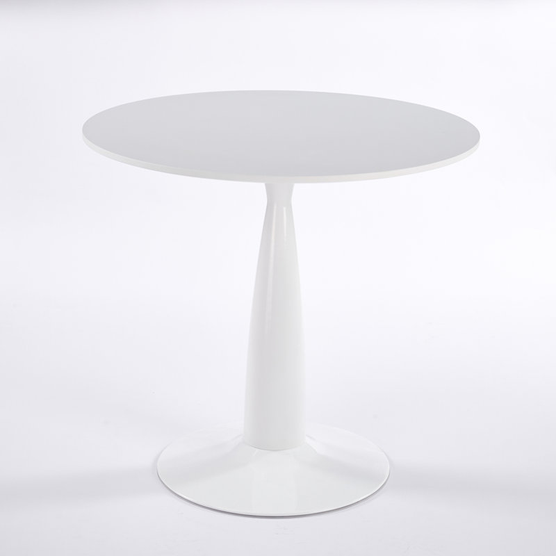 Table à piédestal 31,5 pouces de style Mid-Century moderne, table de salle à manger multifonctionnelle pour 4 à 6 personnes et grande table basse, plateau en panneau de fibres à densité moyenne blanc pour le salon, la cuisine et le bureau