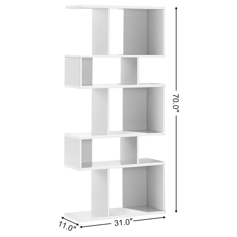 70''H X 31''W 2 PCS Wiltraud Geometric Bookcase, White