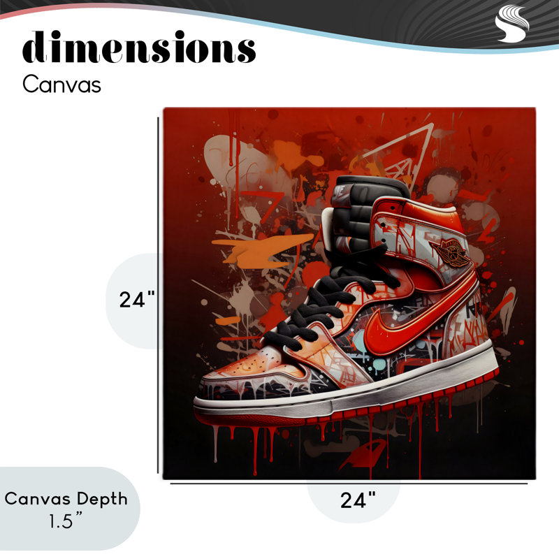 Toile Shades Of Red Sneaker, design par Creative Studio, H 24 po x l 24 po