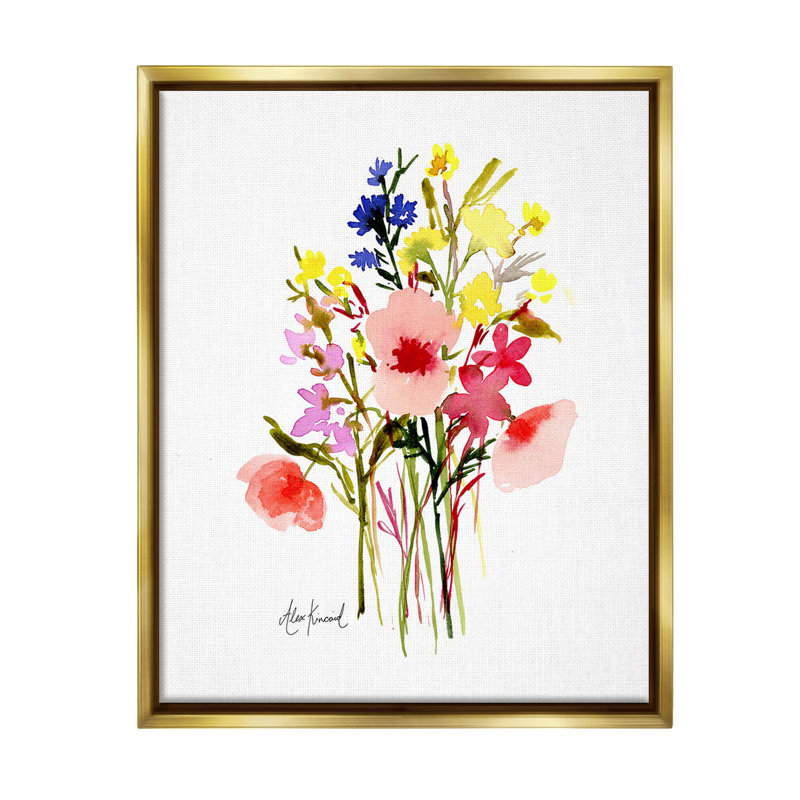 «Bold Cottage Bunches» par Alexandria Gilbert Kincaid sur toile, Cadre flottant métallique doré, H 21 po x l 17 po