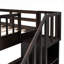 Lit superposé double avec lit gigogne double en bois massif brun riche avec garde-corps de rangement pour chambre à coucher-48911252-48911257