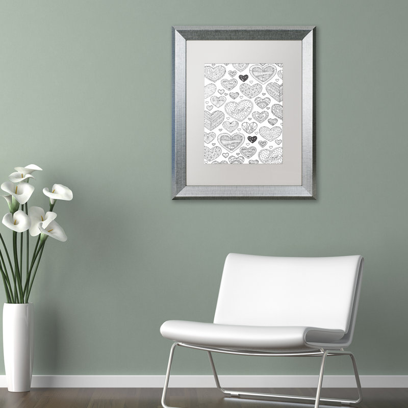 « hearts on hearts », impression encadrée, H 14 po x l 11 po x P 0,5 po, Blanc