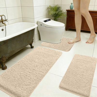 Ensemble de tapis de salle de bain en mousse viscoélastique 3 pièces 47 po, tapis de bain doux et antidérapant pour salle de bain