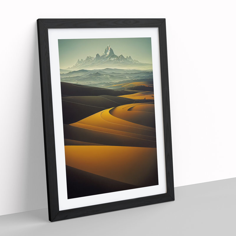 Serene Mountain Landscape - Single Picture Frame Print, Black, 64cm H x 46cm W x 2cm D