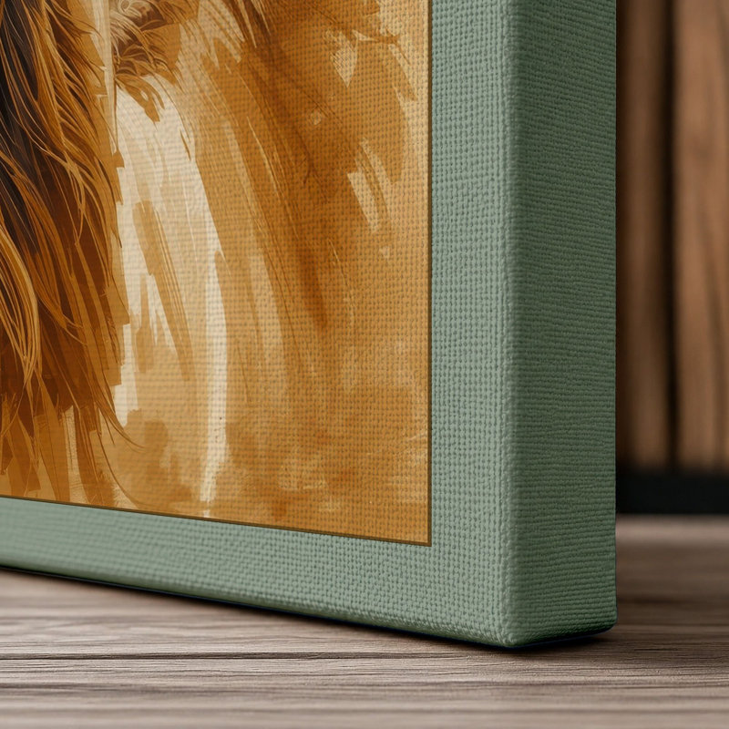 Camel Study Boho - Wrapped Canvas, 30x20 - 76.2 x 50.8 cm, Sage Border
