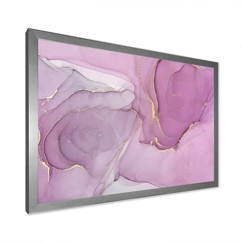 Mauve liquide Waves I - peinture sur toile, H 12 po x l 20 po x P 1 po, Cadre photo argenté