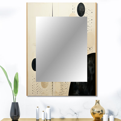 Beige noir Mid Century Minimalist Oasis - grand miroir mural minimaliste, miroir décoratif beige, impression d'art en métal