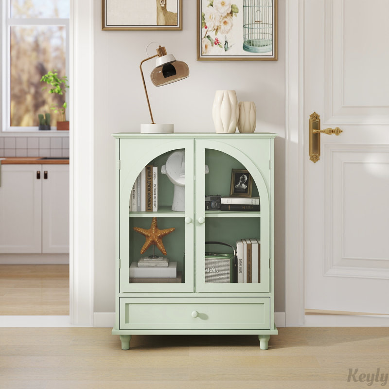 Buffet Green Farmhouse avec portes en verre arquées