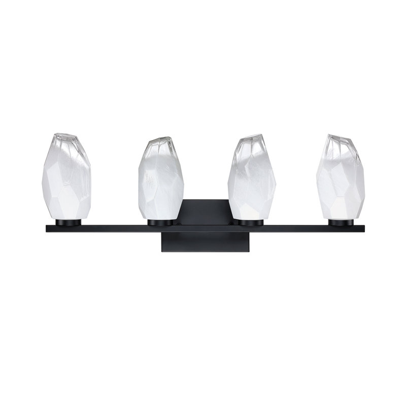 Éclairage pour meuble-lavabo Soren, Noir, 4 lumières, H 10,6 po x l 27,6 po x P 6,7 po
