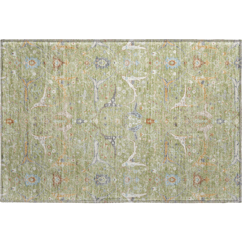 Premium Machine Washable Mayfield AMF2250 Global Rug, 1'8" x 2'6", Aloe