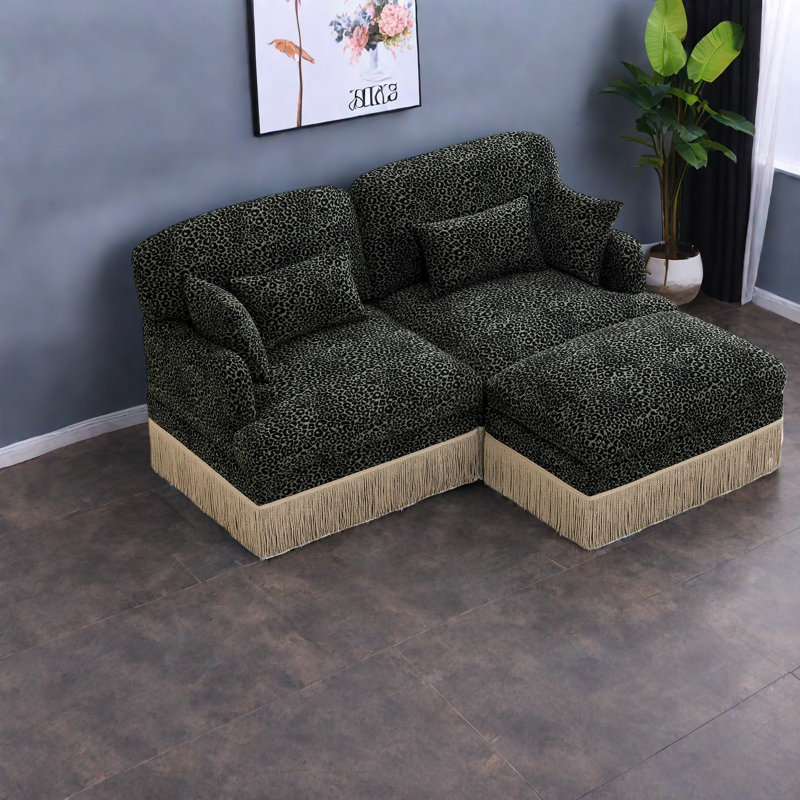 Deep Seat Modular Sofas Chenille Leopard Modern Living Room Home