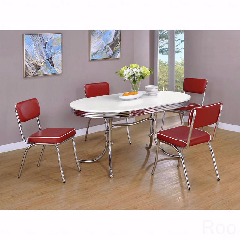 White And Chrome Oval Dining Table