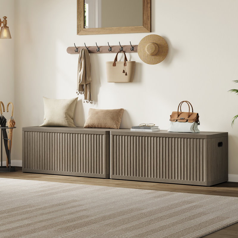 Banc en bois 40,2 po Cesiro, multifonctionnel avec rangement caché Cesiro, Aulne gris, Individuel