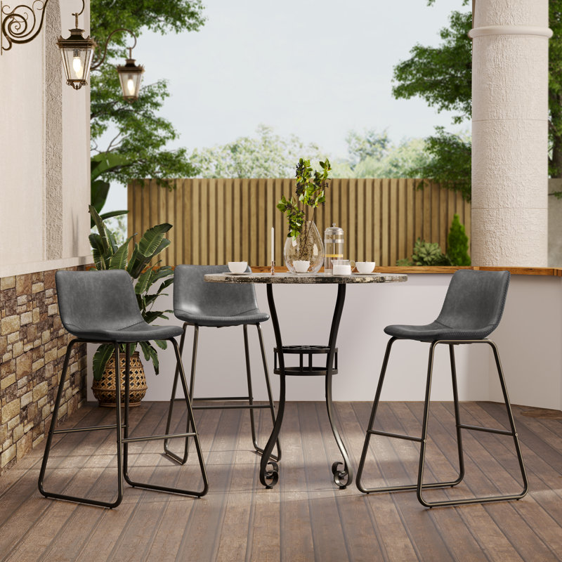 Emira 26'' Upholstered Faux Leather Bar & Counter Stools – Set of 2 or 3, Adjustable Foot Pads, Perfect for Kitchen Islands & Bars