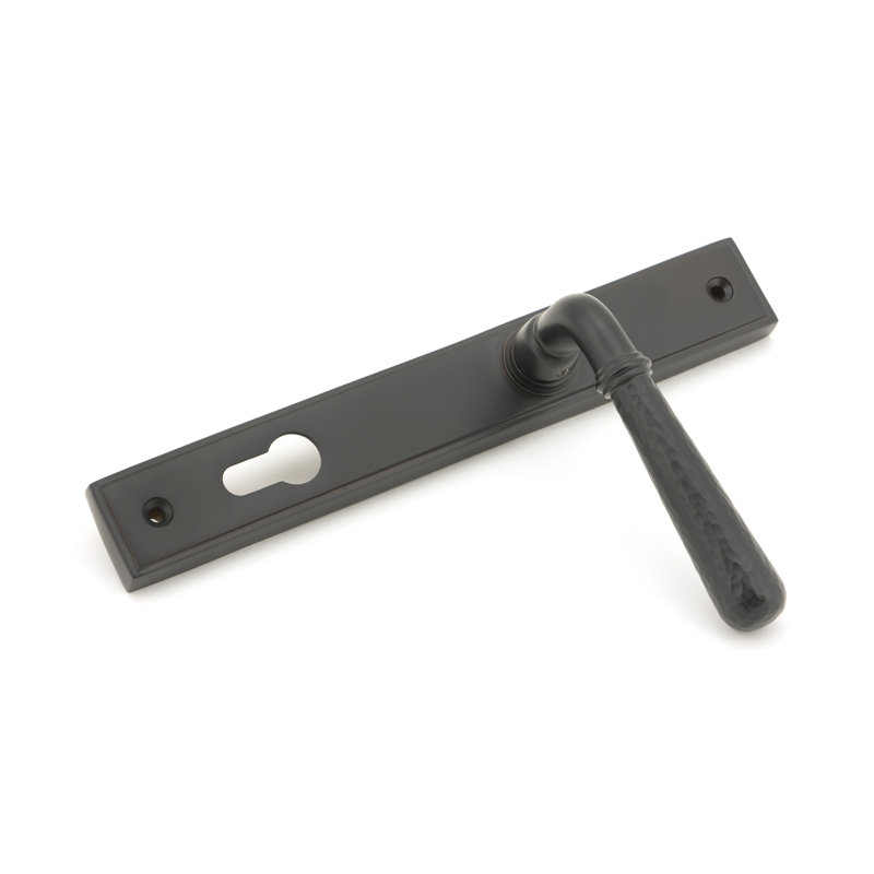Hammered Newbury Lock Door Handle, Aged Bronze