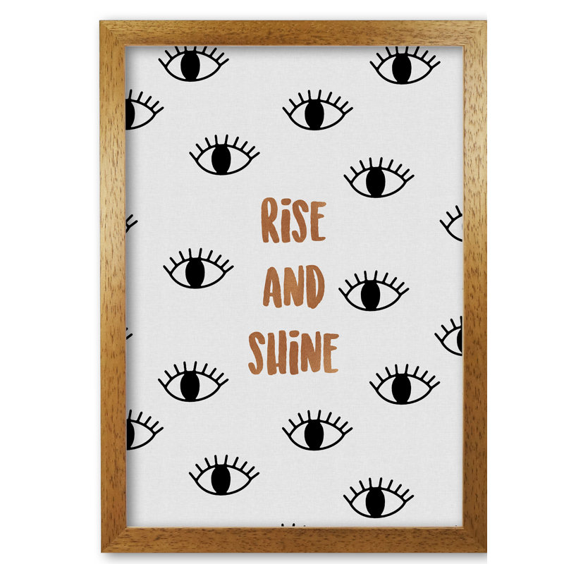 Rise & Shine Bedroom - Print, 30 cm H x 21 cm W x 5 cm D, Honey Oak Frame