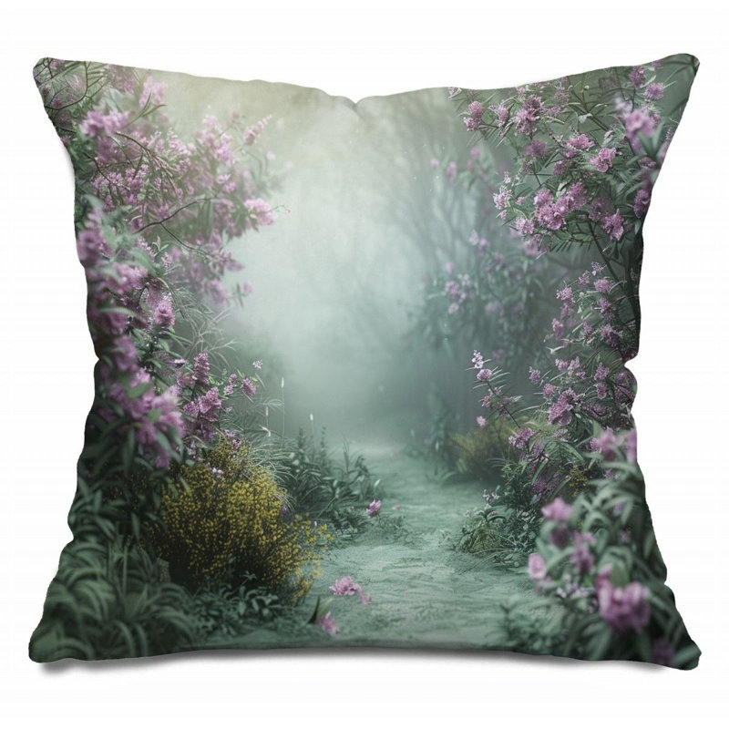 Coussin Trendy, Rose / vert sauge, H 18 po x l 18 po
