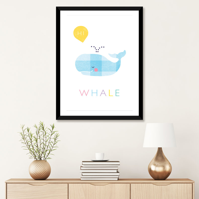 «W Is for Whale» - impression, Blanc, H 32 po x l 24 po x P 1 po, Papier encadré noir