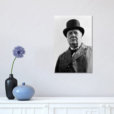 Portrait Of Sir Winston Churchill by Stocktrek Images - Wrapped Canvas Print