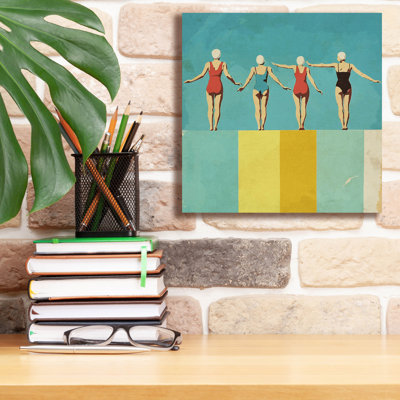 Epic Graffiti 'Four Figures On The Pool'  by Layla Oz Canvas Wall Art, 12" x 12"