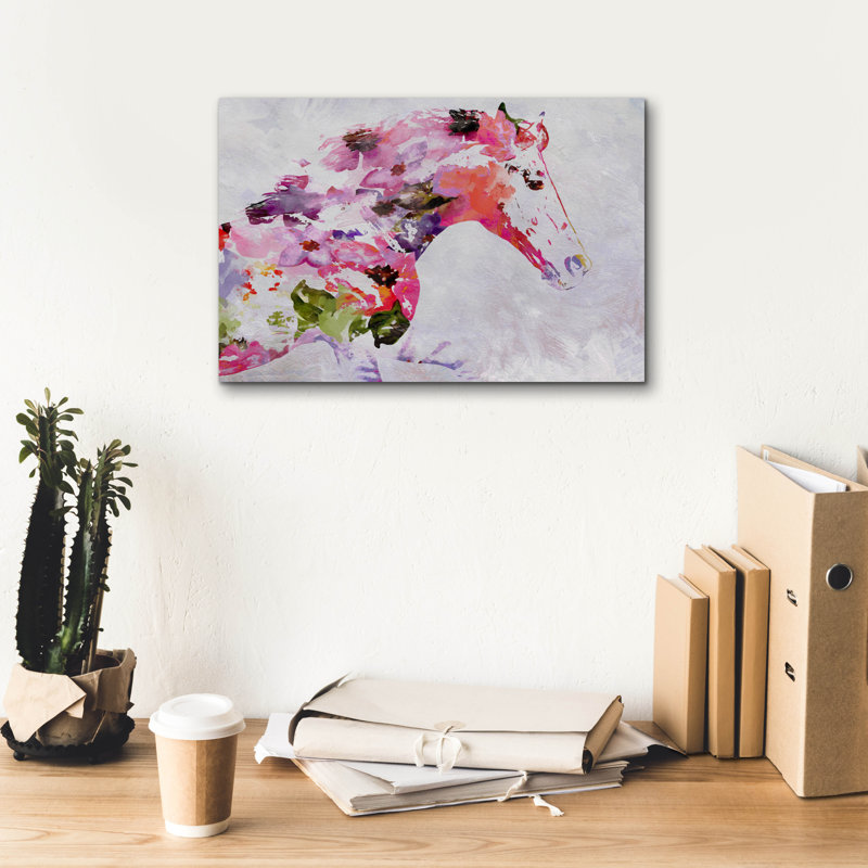 «Abstract Pink Horse» par Irena Orlov, H 12 po x l 18 po x P 0,75 po